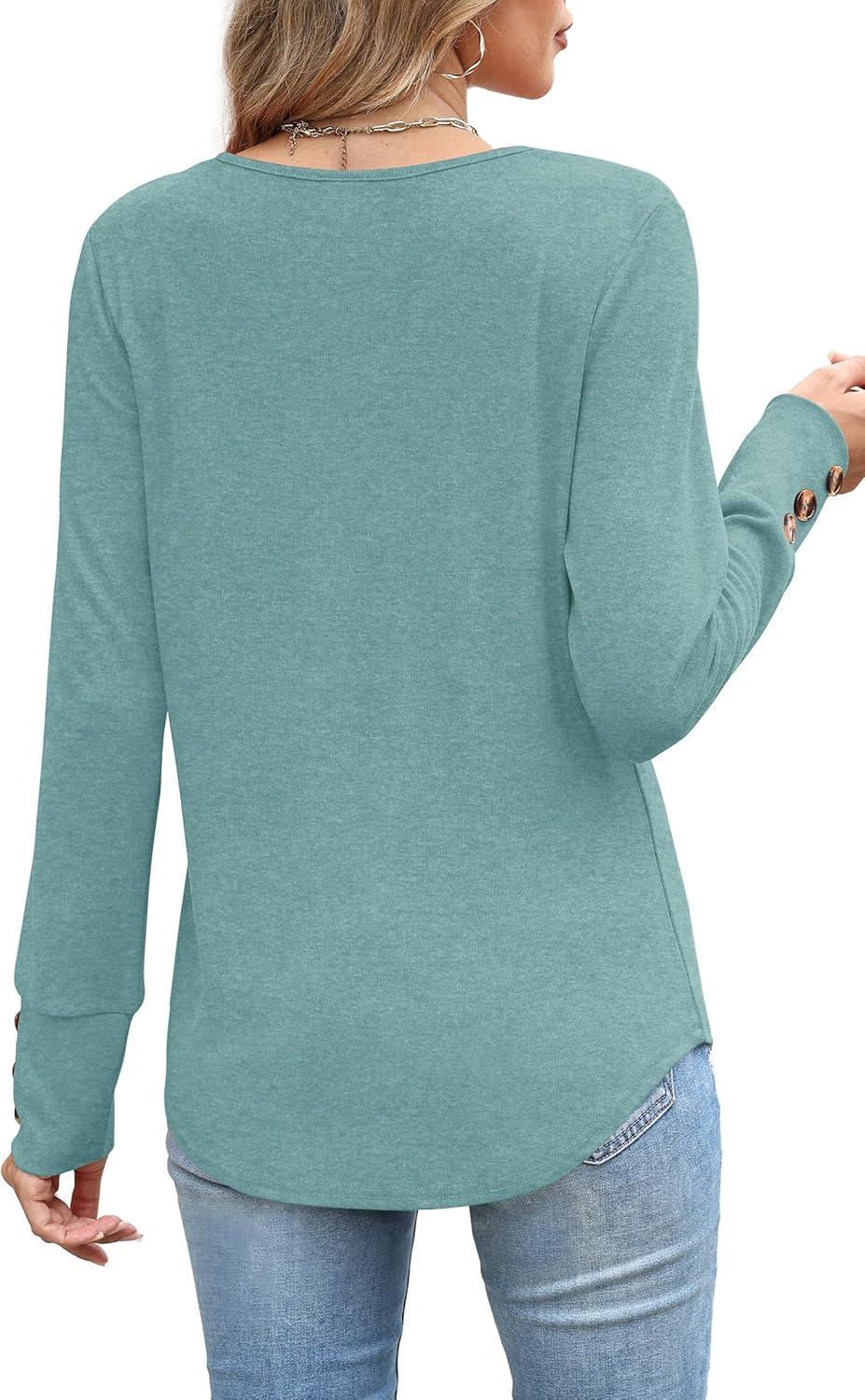 imageXIEERDUO Thermal Fall Outfits 2025 Dressy Casual Womens Sweater Fashion Clothing V Neck Tunic TopsGreyblue