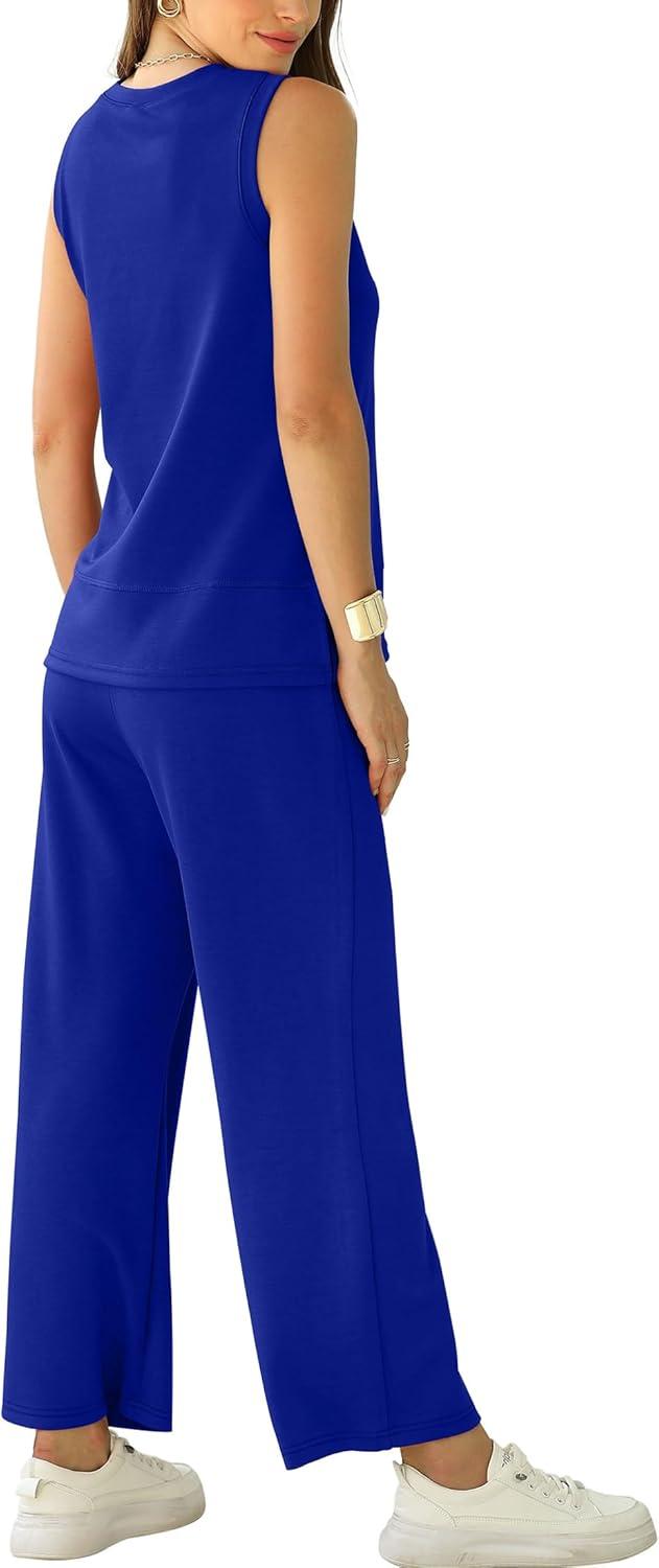 imageXIEERDUO Womens 2 Piece Outfits Summer Travel Tracksuit Loose Wide Leg Loungewear Comfy Lounge Sets S3XLA17royal Blue