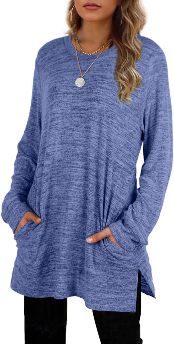 imageXIEERDUO Womens Casual Sweatshirts Long Sleeve Shirts Oversized With Pocket Tunic Tops S3XL100blue