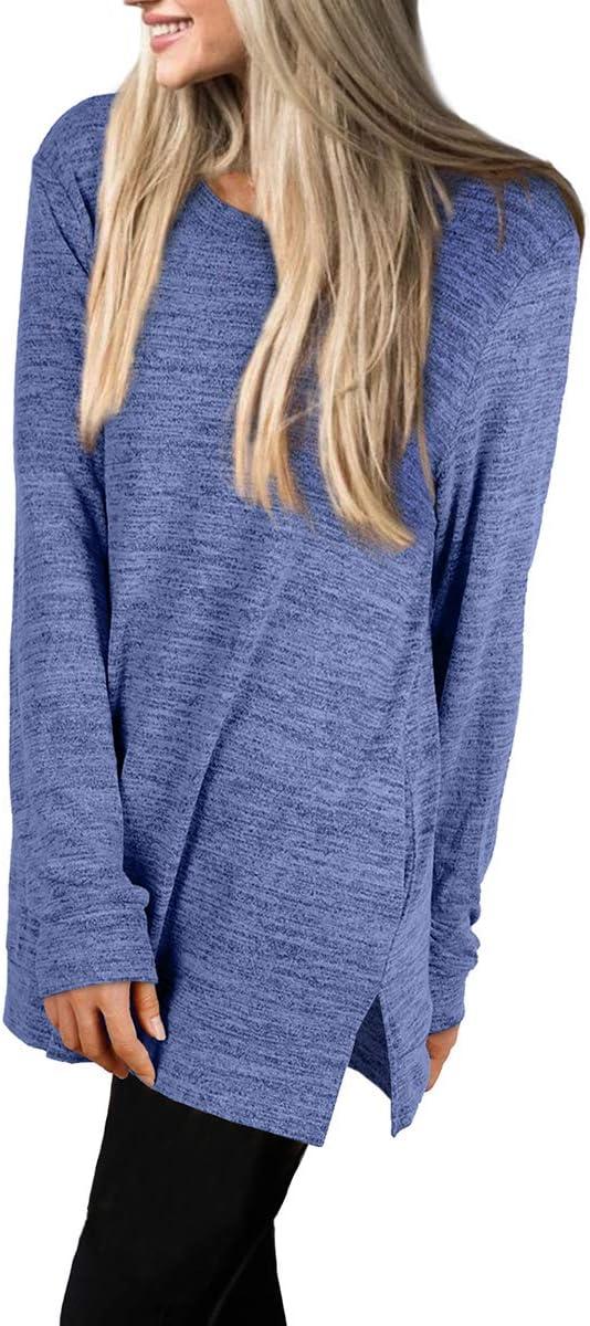 imageXIEERDUO Womens Casual Sweatshirts Long Sleeve Shirts Oversized With Pocket Tunic Tops S3XL100blue