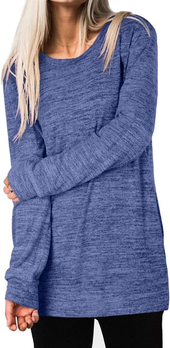 imageXIEERDUO Womens Casual Sweatshirts Long Sleeve Shirts Oversized With Pocket Tunic Tops S3XL100blue