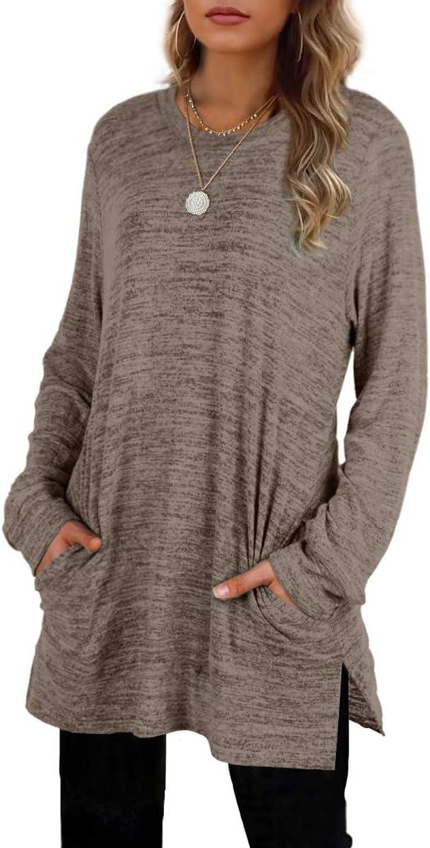 imageXIEERDUO Womens Casual Sweatshirts Long Sleeve Shirts Oversized With Pocket Tunic Tops S3XL102coffee