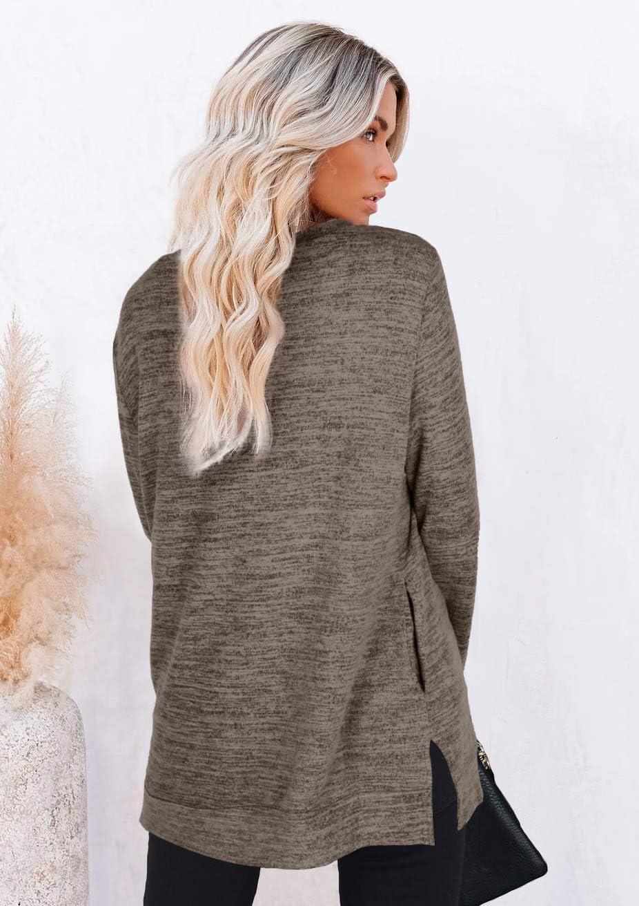 imageXIEERDUO Womens Casual Sweatshirts Long Sleeve Shirts Oversized With Pocket Tunic Tops S3XL102coffee