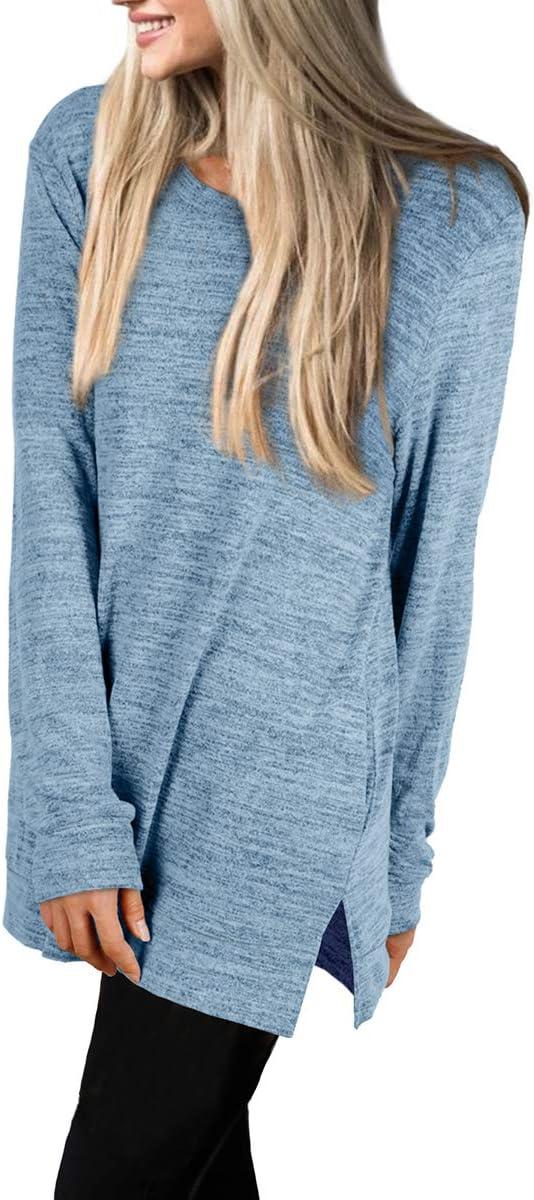 imageXIEERDUO Womens Casual Sweatshirts Long Sleeve Shirts Oversized With Pocket Tunic Tops S3XL104lakeblue