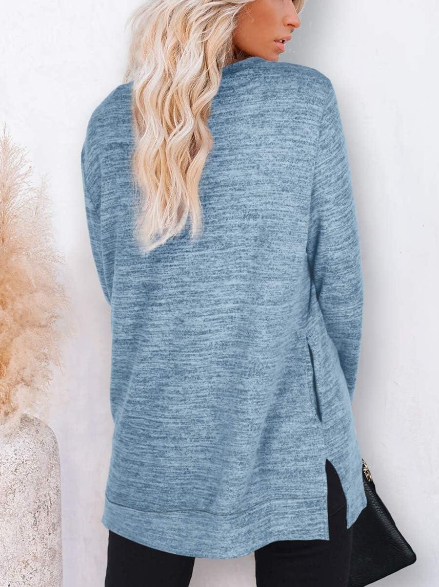 imageXIEERDUO Womens Casual Sweatshirts Long Sleeve Shirts Oversized With Pocket Tunic Tops S3XL104lakeblue