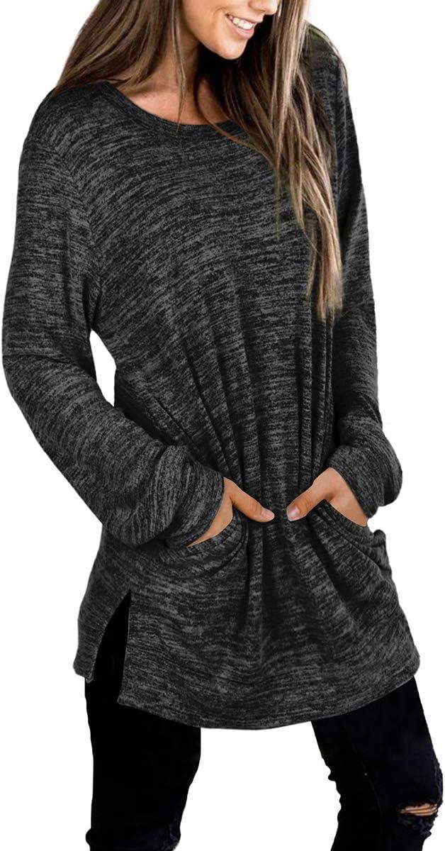 imageXIEERDUO Womens Casual Sweatshirts Long Sleeve Shirts Oversized With Pocket Tunic Tops S3XL106grey