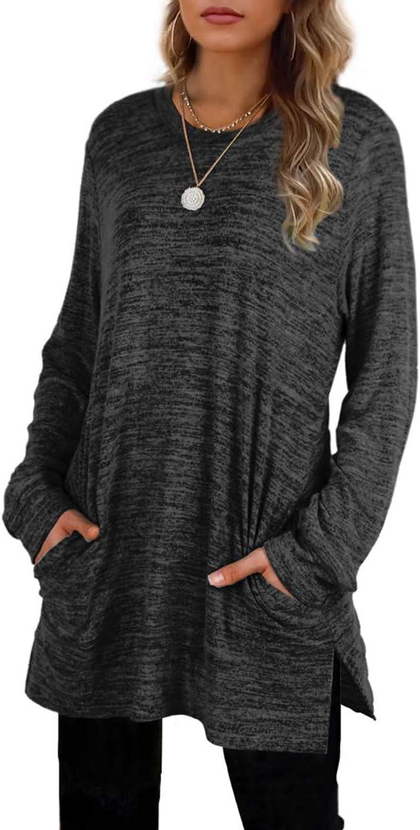 imageXIEERDUO Womens Casual Sweatshirts Long Sleeve Shirts Oversized With Pocket Tunic Tops S3XL106grey