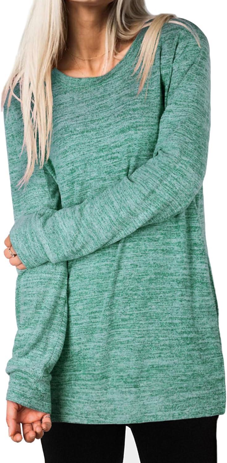 imageXIEERDUO Womens Casual Sweatshirts Long Sleeve Shirts Oversized With Pocket Tunic Tops S3XL107lakegreen