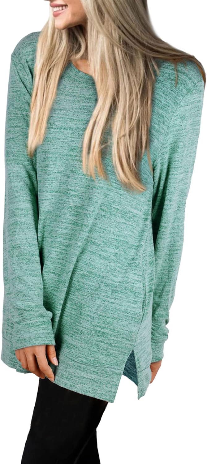 imageXIEERDUO Womens Casual Sweatshirts Long Sleeve Shirts Oversized With Pocket Tunic Tops S3XL107lakegreen