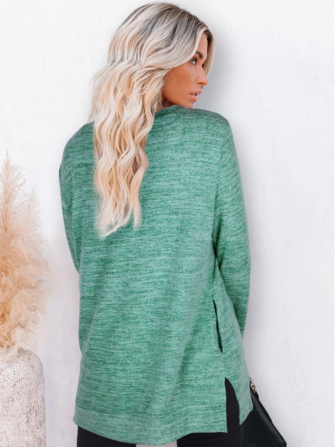 imageXIEERDUO Womens Casual Sweatshirts Long Sleeve Shirts Oversized With Pocket Tunic Tops S3XL107lakegreen