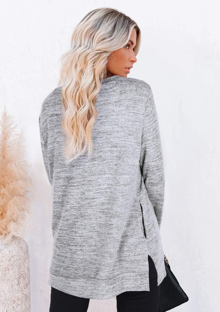 imageXIEERDUO Womens Casual Sweatshirts Long Sleeve Shirts Oversized With Pocket Tunic Tops S3XL109greywhite