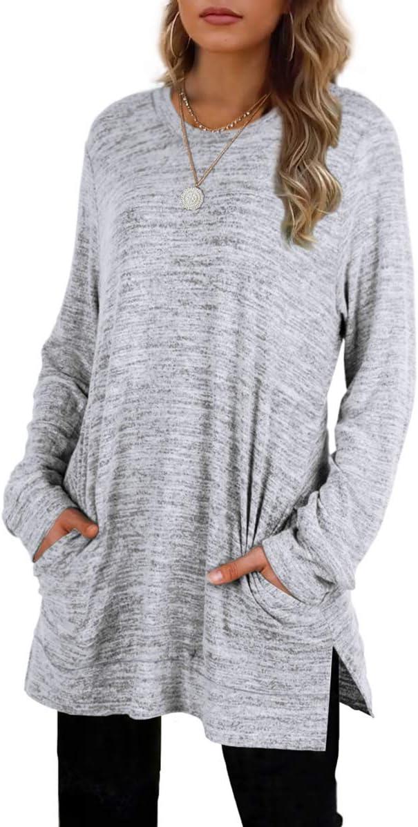 imageXIEERDUO Womens Casual Sweatshirts Long Sleeve Shirts Oversized With Pocket Tunic Tops S3XL109greywhite