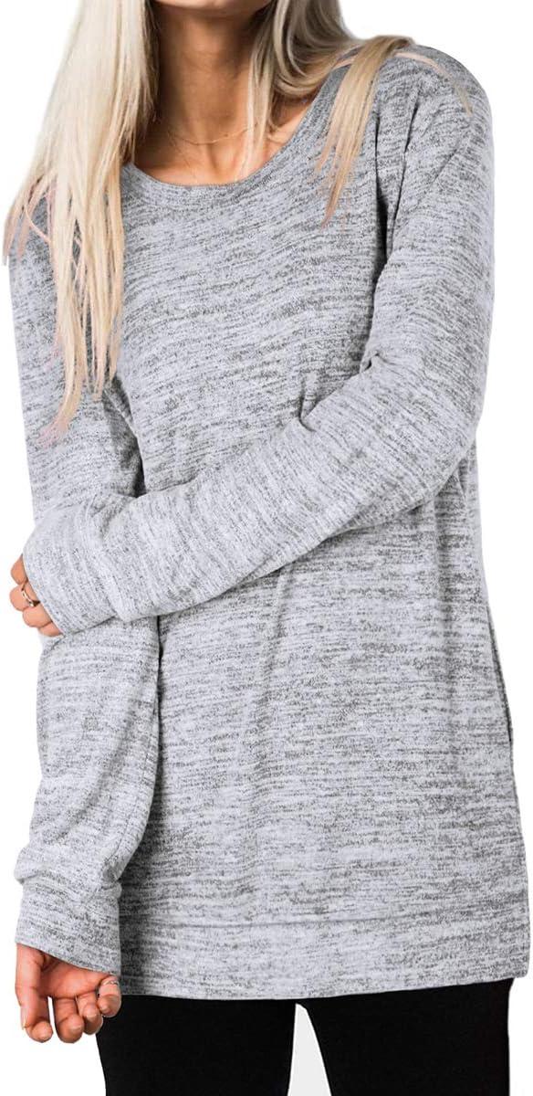 imageXIEERDUO Womens Casual Sweatshirts Long Sleeve Shirts Oversized With Pocket Tunic Tops S3XL109greywhite
