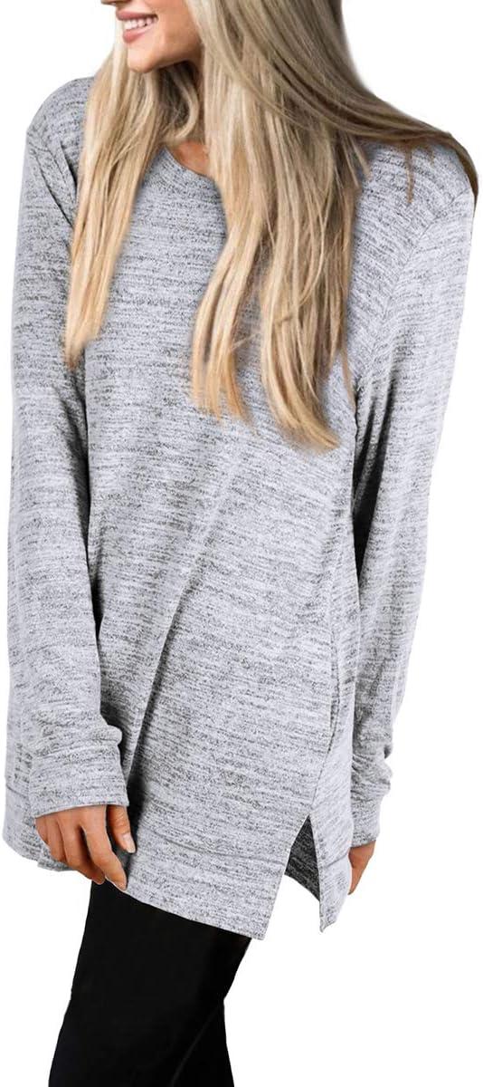 imageXIEERDUO Womens Casual Sweatshirts Long Sleeve Shirts Oversized With Pocket Tunic Tops S3XL109greywhite