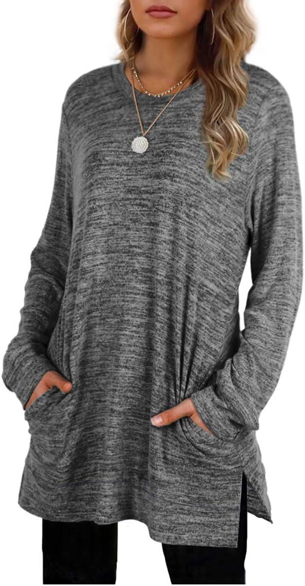 imageXIEERDUO Womens Casual Sweatshirts Long Sleeve Shirts Oversized With Pocket Tunic Tops S3XL112darkgrey