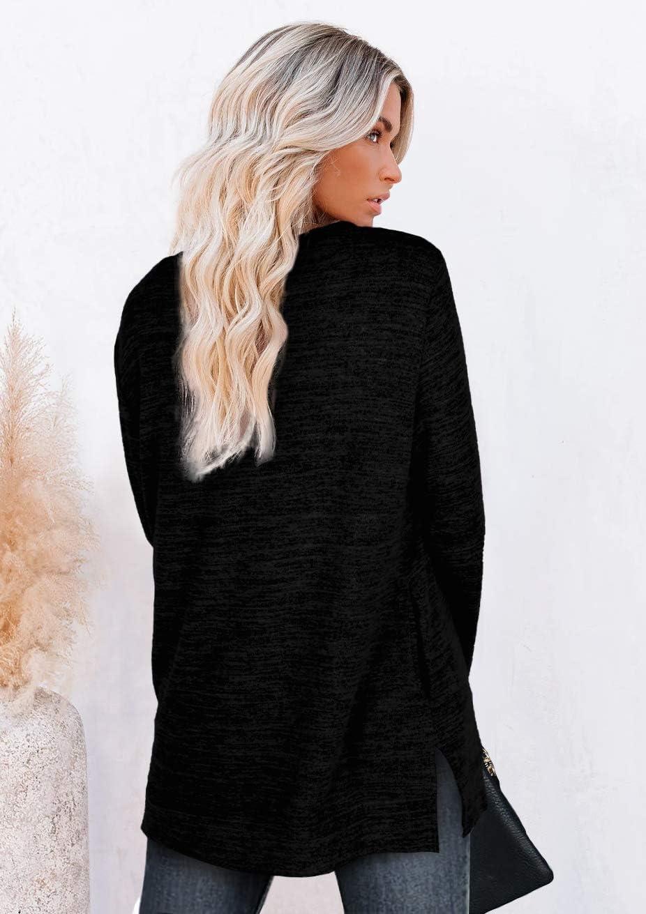 imageXIEERDUO Womens Casual Sweatshirts Long Sleeve Shirts Oversized With Pocket Tunic Tops S3XL113black