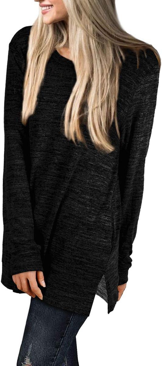 imageXIEERDUO Womens Casual Sweatshirts Long Sleeve Shirts Oversized With Pocket Tunic Tops S3XL113black
