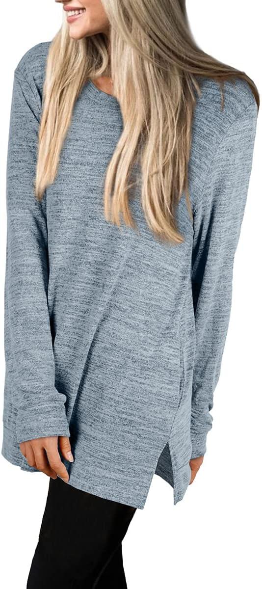 imageXIEERDUO Womens Casual Sweatshirts Long Sleeve Shirts Oversized With Pocket Tunic Tops S3XL114bluegrey