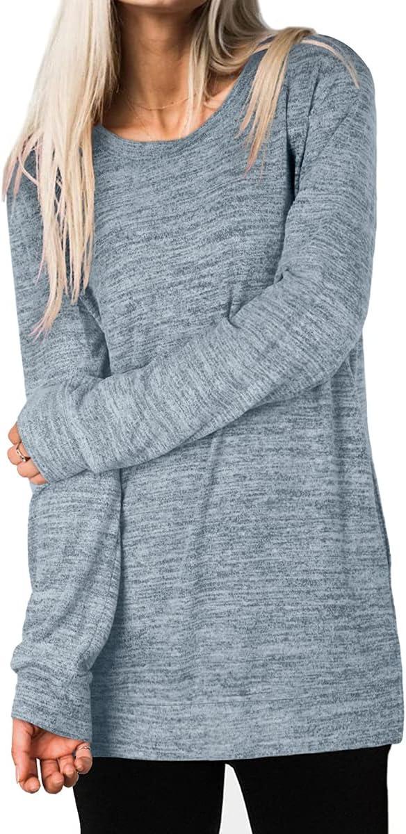 imageXIEERDUO Womens Casual Sweatshirts Long Sleeve Shirts Oversized With Pocket Tunic Tops S3XL114bluegrey