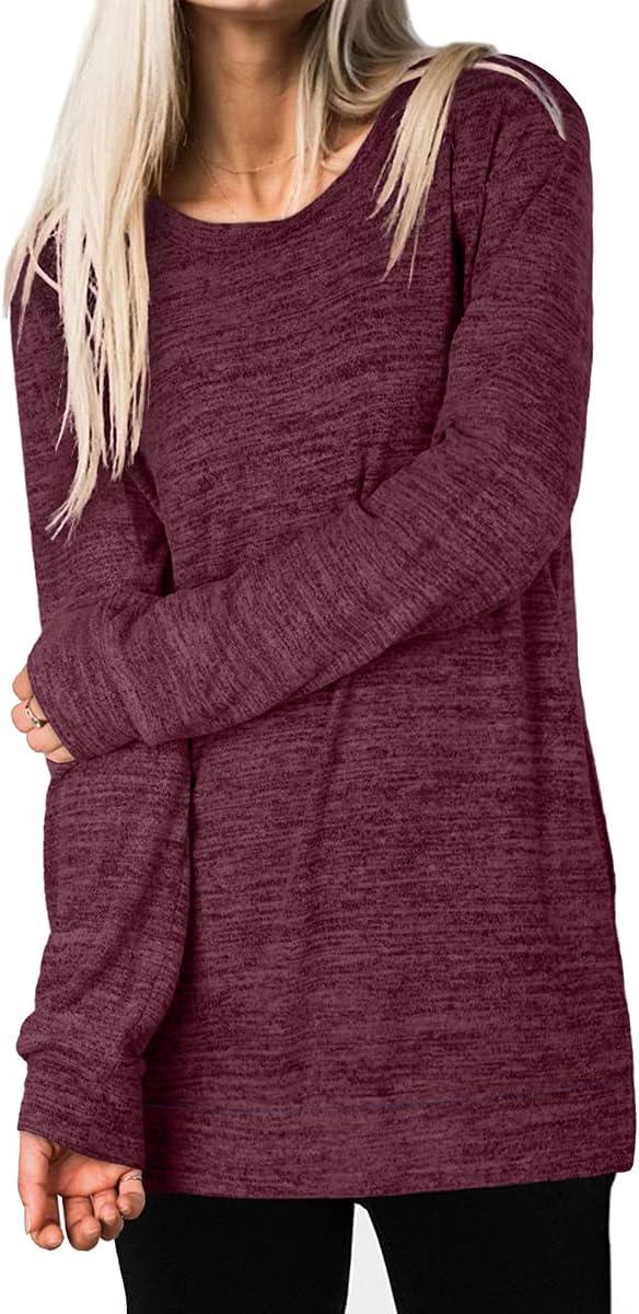 imageXIEERDUO Womens Casual Sweatshirts Long Sleeve Shirts Oversized With Pocket Tunic Tops S3XL116purplered