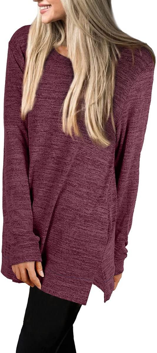 imageXIEERDUO Womens Casual Sweatshirts Long Sleeve Shirts Oversized With Pocket Tunic Tops S3XL116purplered