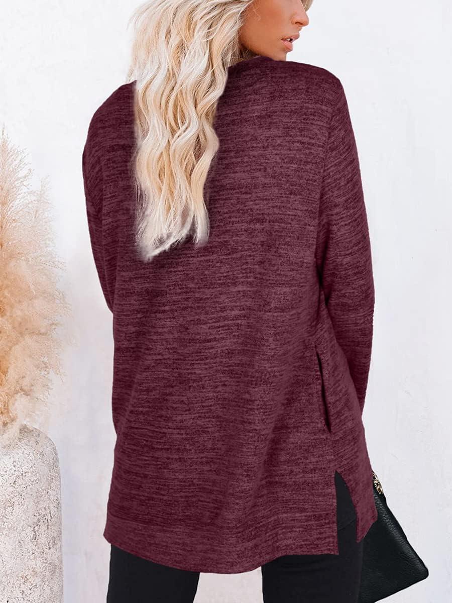 imageXIEERDUO Womens Casual Sweatshirts Long Sleeve Shirts Oversized With Pocket Tunic Tops S3XL116purplered
