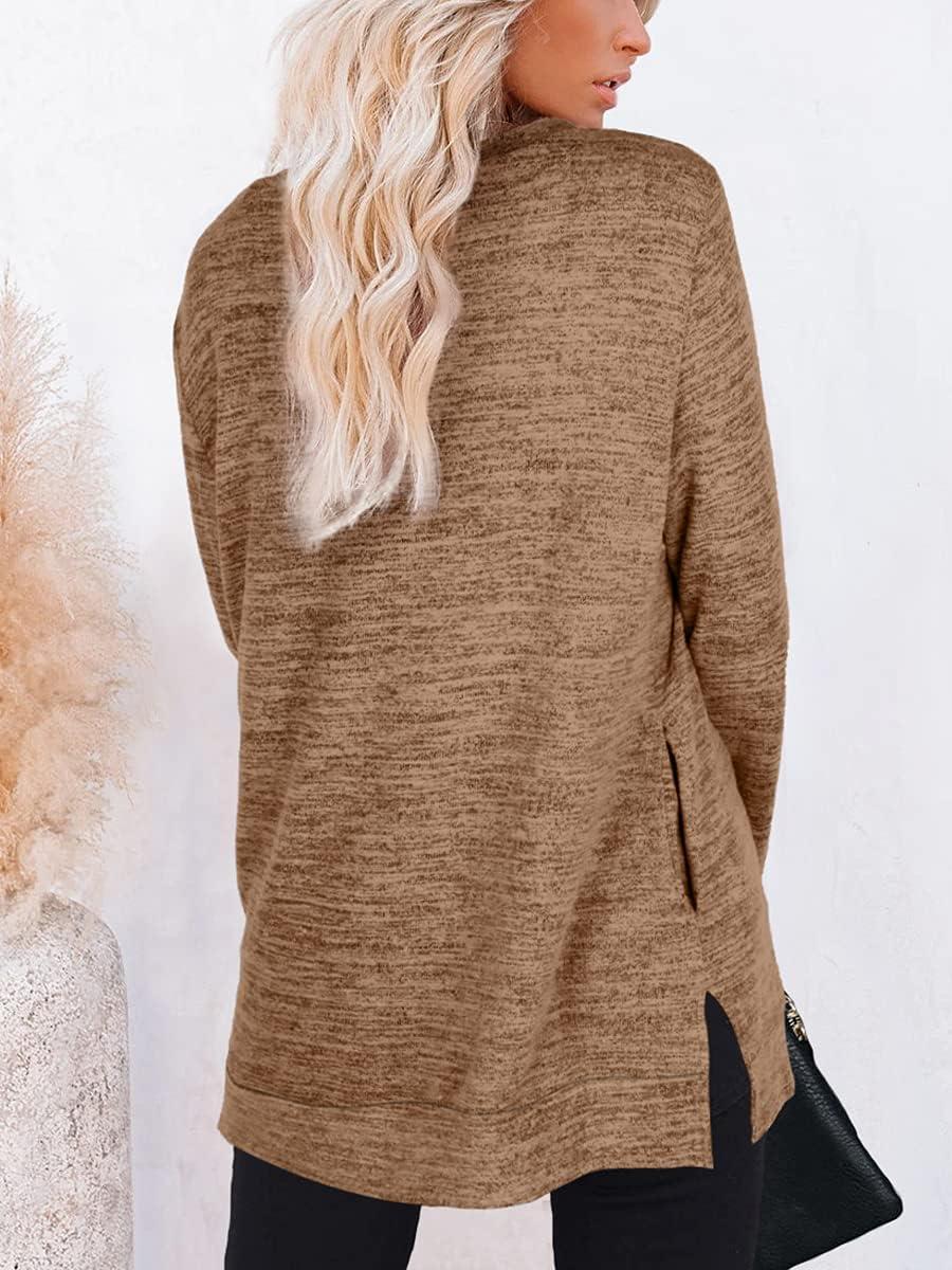 imageXIEERDUO Womens Casual Sweatshirts Long Sleeve Shirts Oversized With Pocket Tunic Tops S3XL117camel