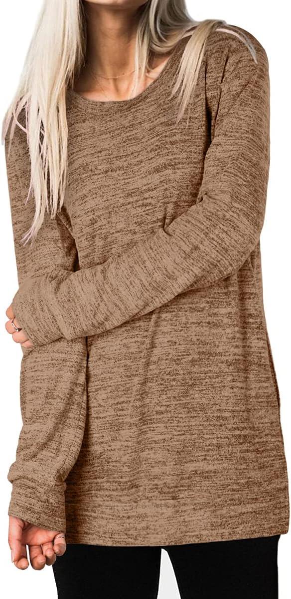 imageXIEERDUO Womens Casual Sweatshirts Long Sleeve Shirts Oversized With Pocket Tunic Tops S3XL117camel