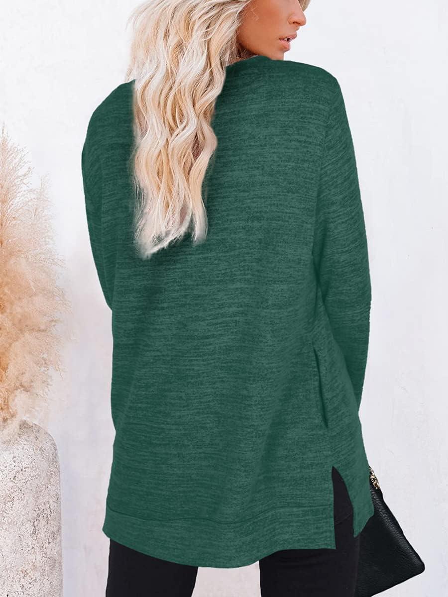 imageXIEERDUO Womens Casual Sweatshirts Long Sleeve Shirts Oversized With Pocket Tunic Tops S3XL119xmas Green