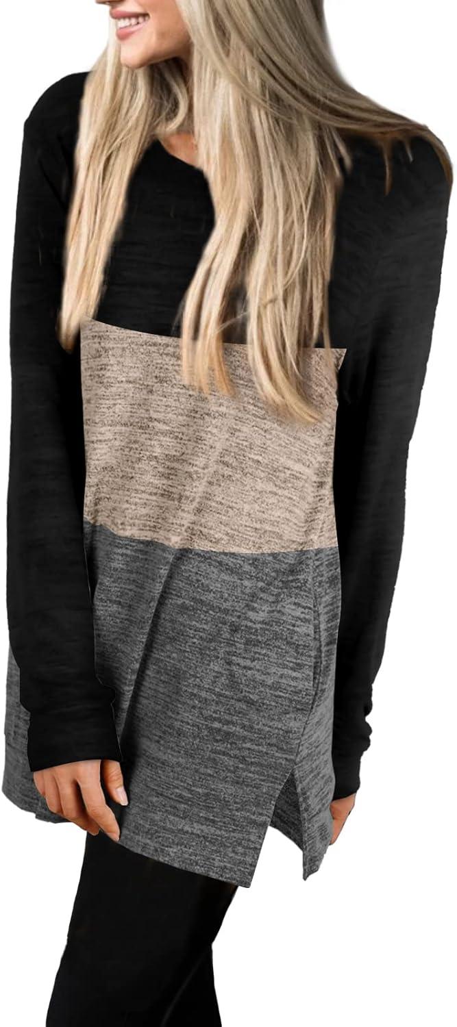 imageXIEERDUO Womens Casual Sweatshirts Long Sleeve Shirts Oversized With Pocket Tunic Tops S3XL131black Brown