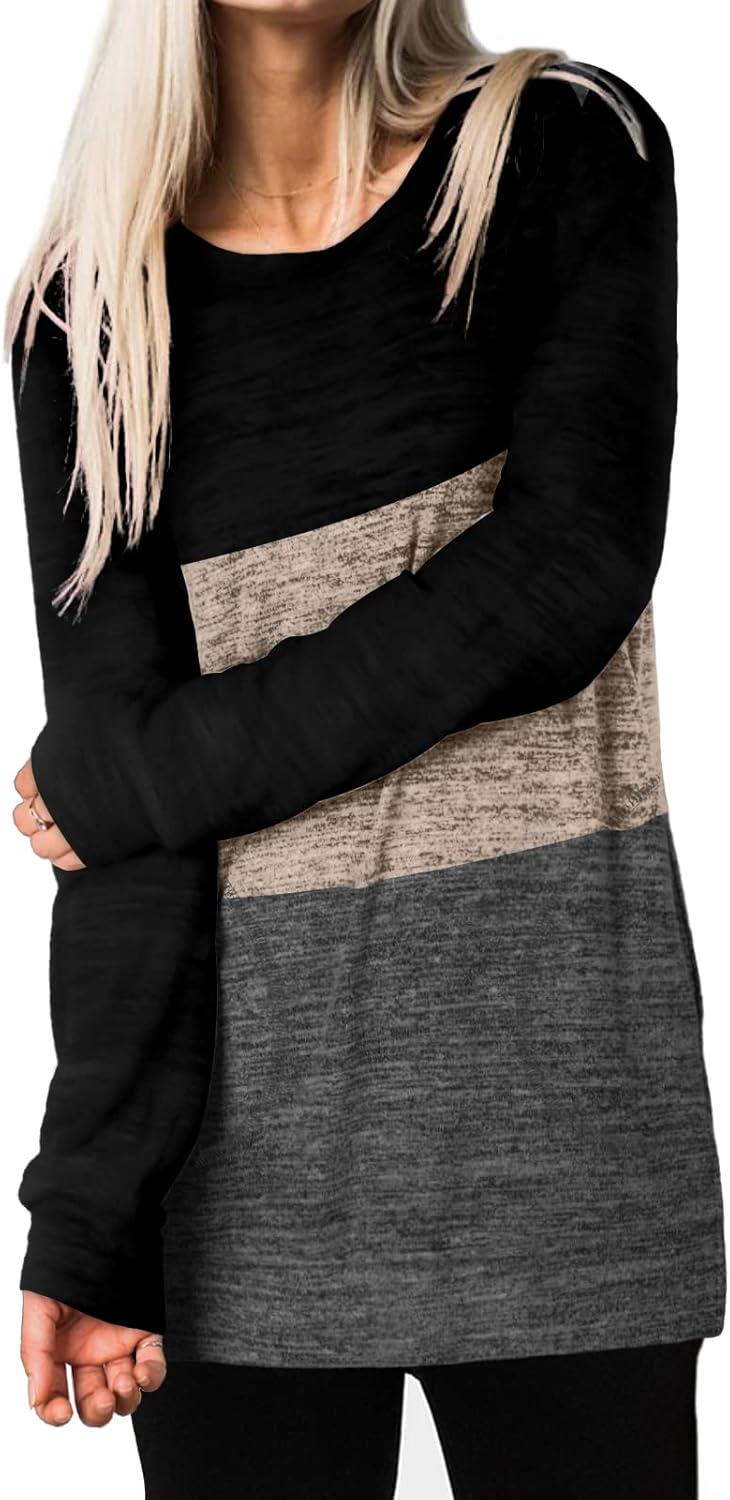 imageXIEERDUO Womens Casual Sweatshirts Long Sleeve Shirts Oversized With Pocket Tunic Tops S3XL131black Brown