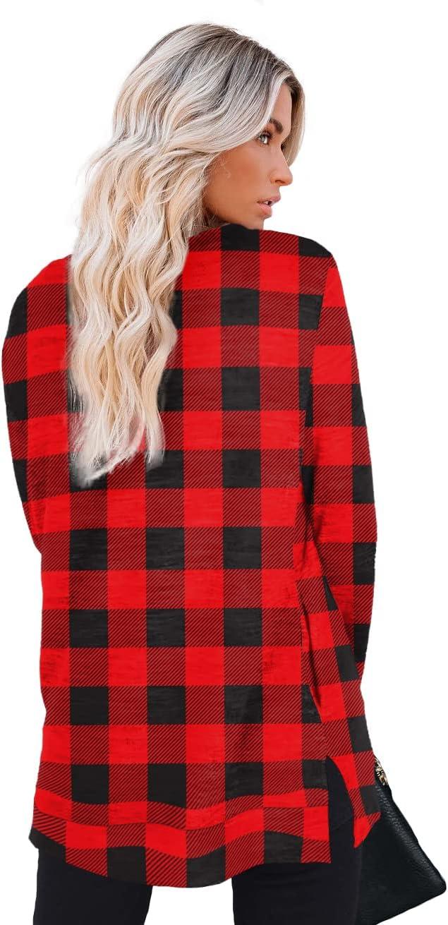 imageXIEERDUO Womens Casual Sweatshirts Long Sleeve Shirts Oversized With Pocket Tunic Tops S3XL141plaid
