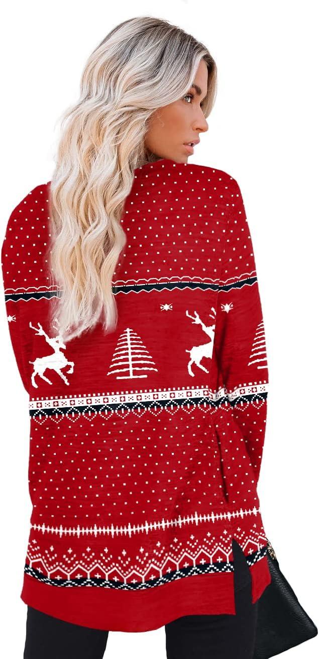 imageXIEERDUO Womens Casual Sweatshirts Long Sleeve Shirts Oversized With Pocket Tunic Tops S3XL142xmas Deer