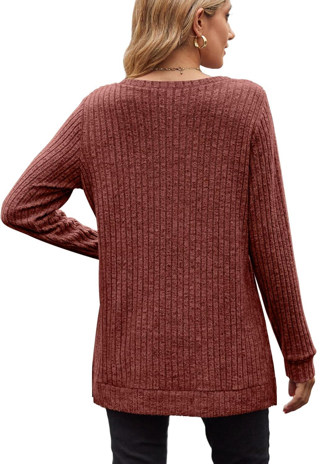 imageXIEERDUO Womens Long Sleeve Tops Casual Fleece Sweatshirt Fall Clothes Comfy Tunics Caramel XL