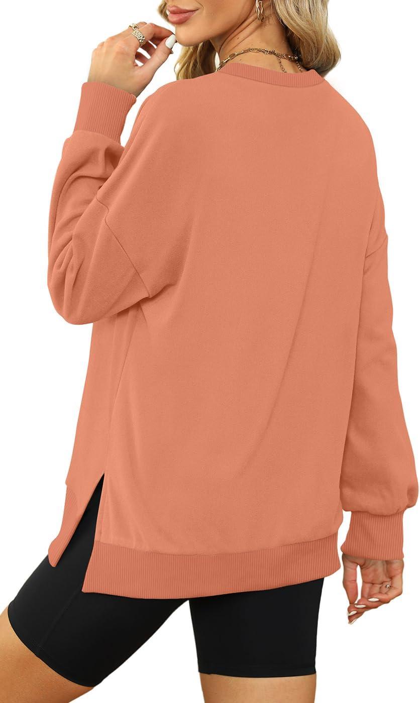 imageXIEERDUO Womens Oversized Sweatshirts Pullover Casual Crewneck Long Sleeve Tops Comfy11orange
