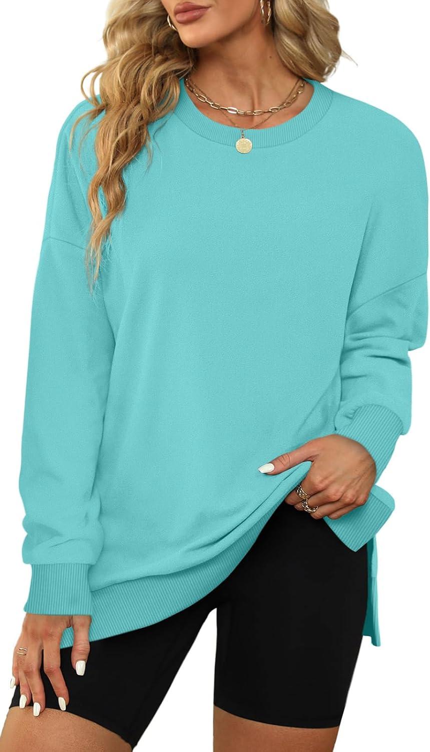 imageXIEERDUO Womens Oversized Sweatshirts Pullover Casual Crewneck Long Sleeve Tops Comfy14lightgreen