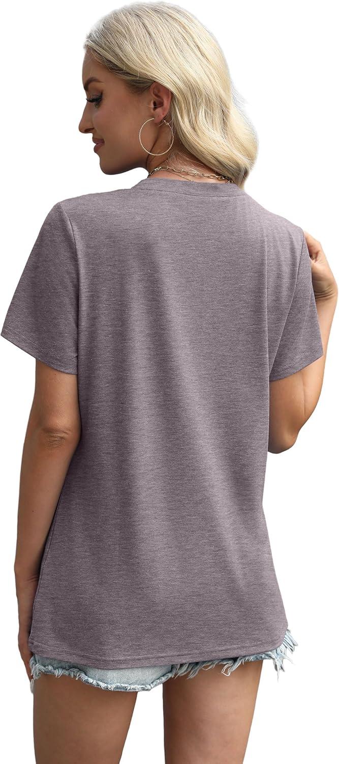 imageXIEERDUO Womens Summer Tops 2025 Pleated Round Neck Short Sleeve Shirts Business CasualCoffee Grey