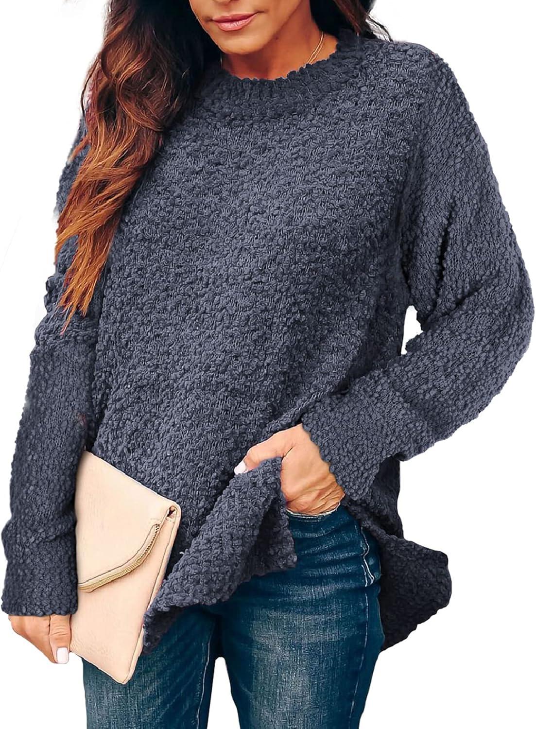 imageXIEERDUO Womens Sweaters Oversized Long Sleeve Crewneck Side Slits Tunic Tops