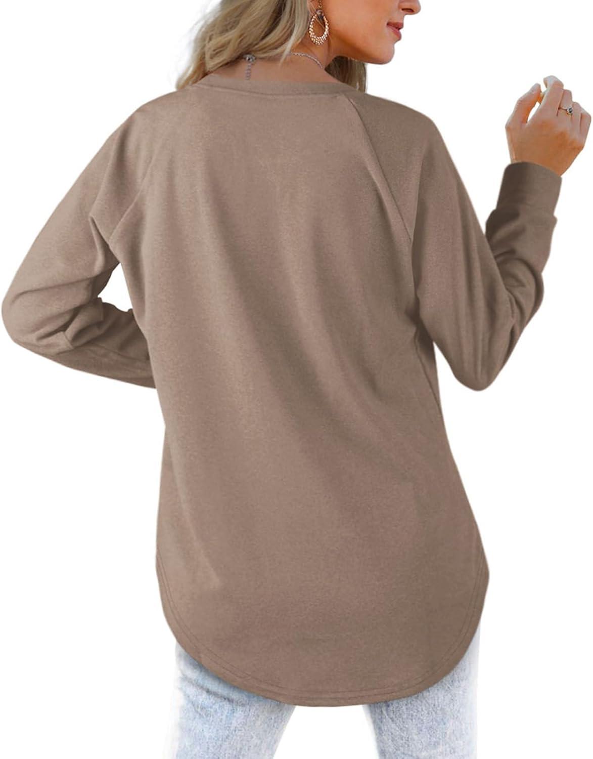 imageXIEERDUO Womens Sweatshirts Crewneck Loose Fitting Tops For Women Long Sleeve Shirts Pullover02acoffee