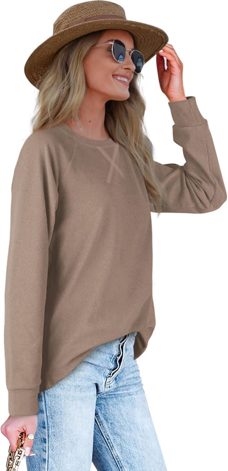 imageXIEERDUO Womens Sweatshirts Crewneck Loose Fitting Tops For Women Long Sleeve Shirts Pullover02acoffee