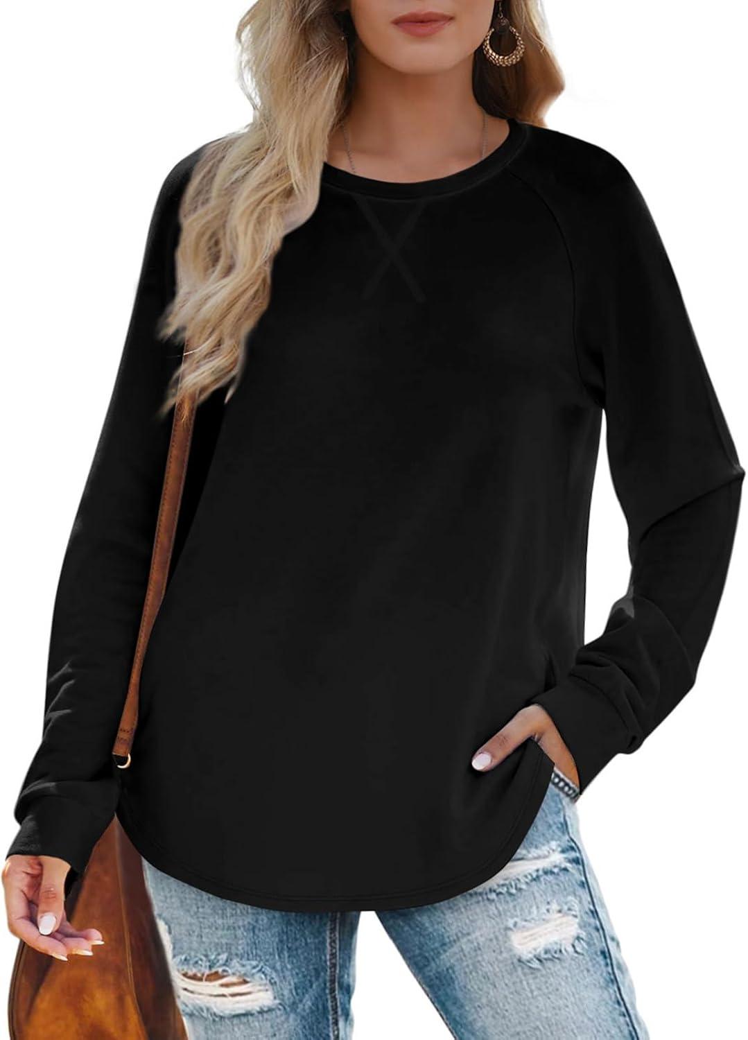 imageXIEERDUO Womens Sweatshirts Crewneck Loose Fitting Tops For Women Long Sleeve Shirts Pullover02bblack
