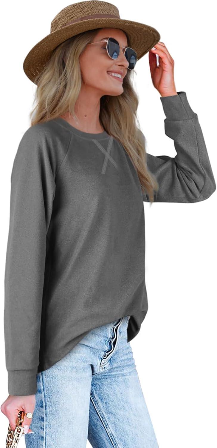 imageXIEERDUO Womens Sweatshirts Crewneck Loose Fitting Tops For Women Long Sleeve Shirts Pullover02dgrey