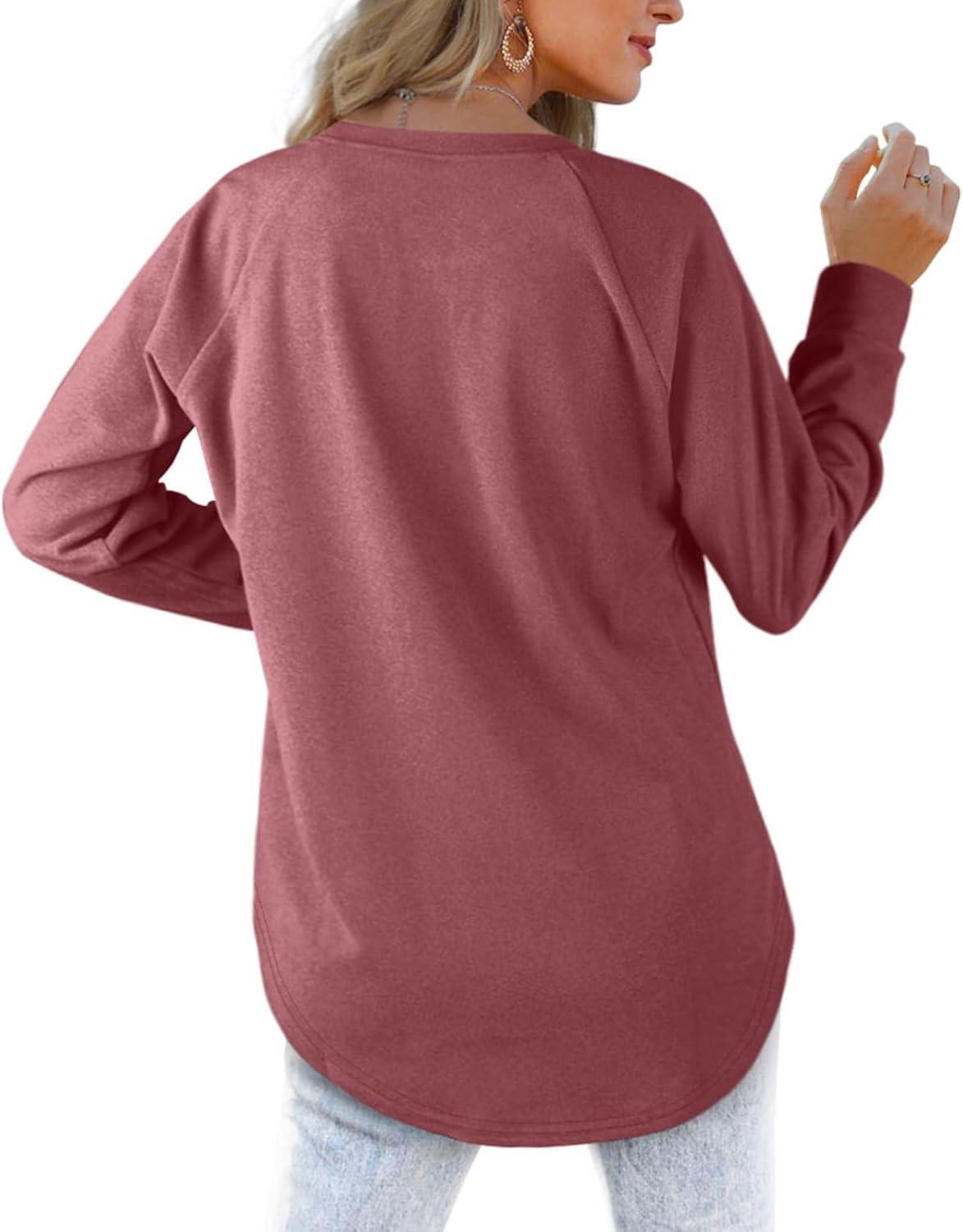 imageXIEERDUO Womens Sweatshirts Crewneck Loose Fitting Tops For Women Long Sleeve Shirts Pullover02fbrick