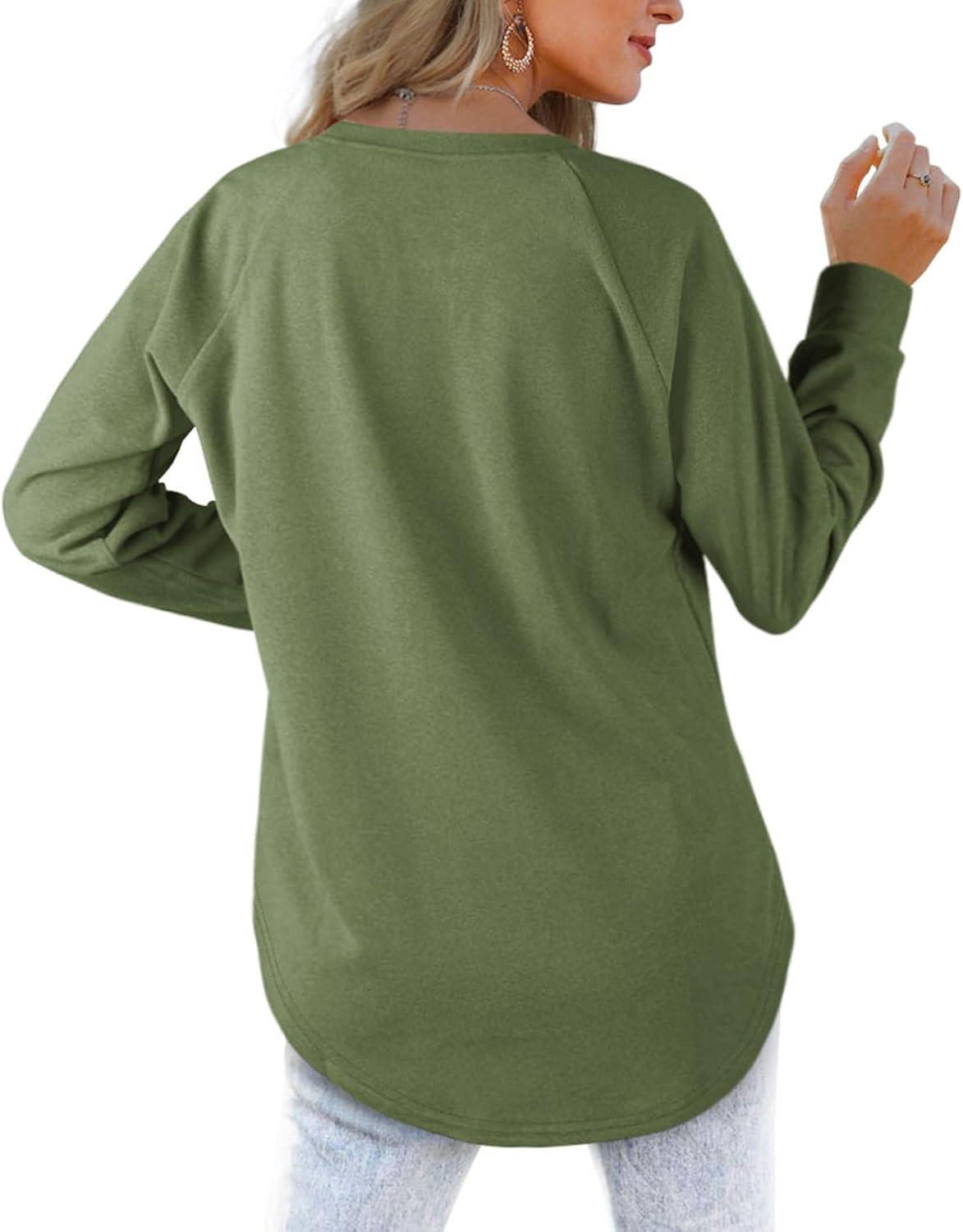 imageXIEERDUO Womens Sweatshirts Crewneck Loose Fitting Tops For Women Long Sleeve Shirts Pullover02ggreen