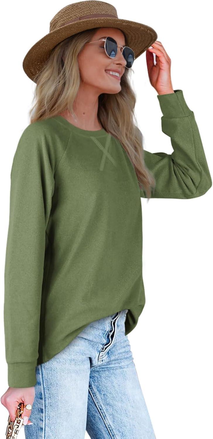 imageXIEERDUO Womens Sweatshirts Crewneck Loose Fitting Tops For Women Long Sleeve Shirts Pullover02ggreen