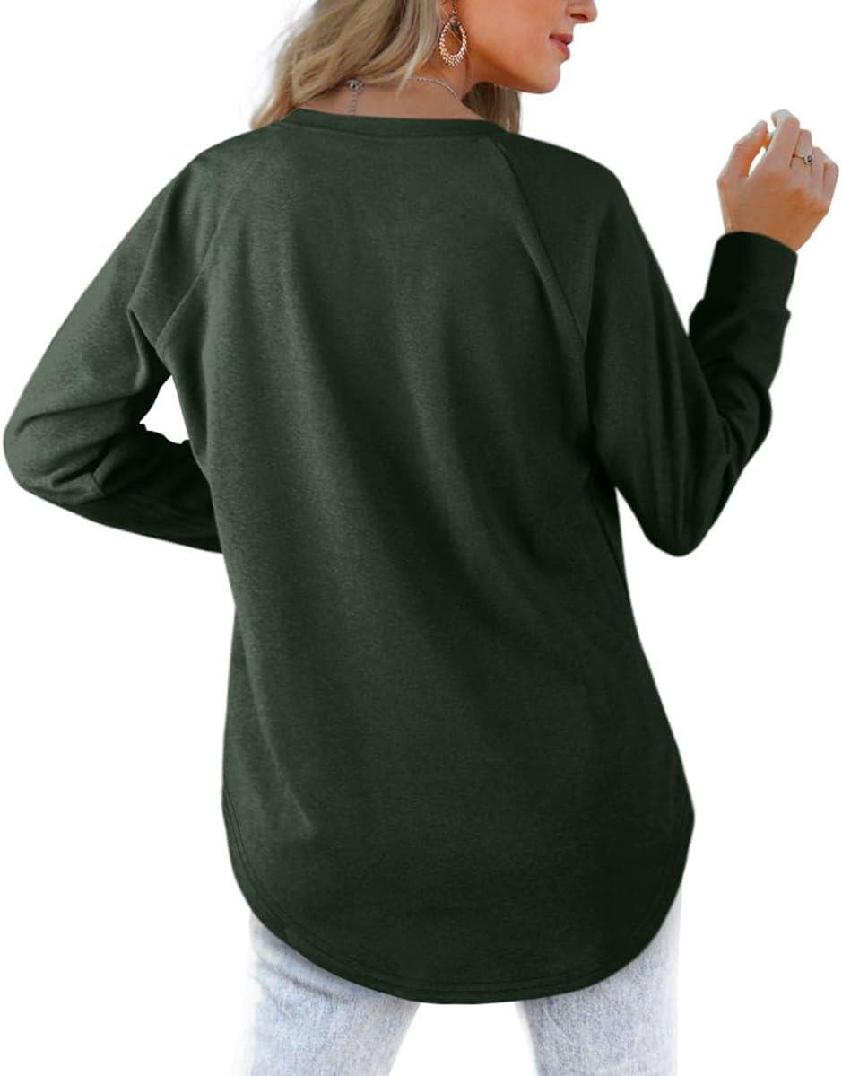 imageXIEERDUO Womens Sweatshirts Crewneck Loose Fitting Tops For Women Long Sleeve Shirts Pullover02idarkgreen