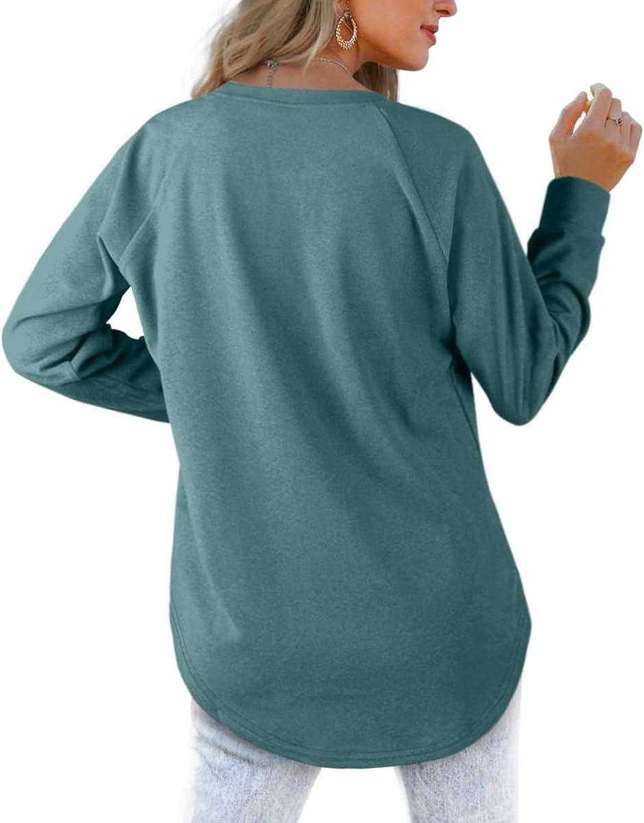 imageXIEERDUO Womens Sweatshirts Crewneck Loose Fitting Tops For Women Long Sleeve Shirts Pullover02jgreyblue