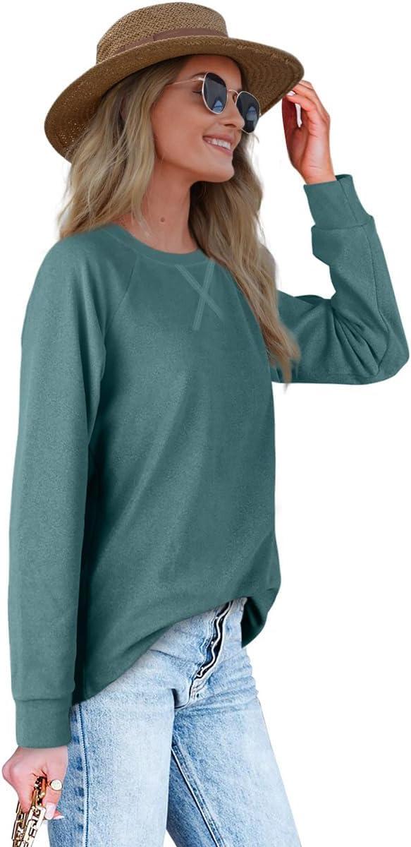 imageXIEERDUO Womens Sweatshirts Crewneck Loose Fitting Tops For Women Long Sleeve Shirts Pullover02jgreyblue