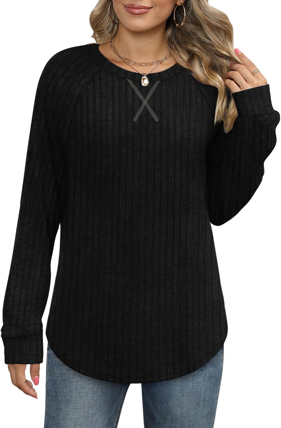 imageXIEERDUO Womens Sweatshirts Crewneck Loose Fitting Tops For Women Long Sleeve Shirts Pullover02kblack