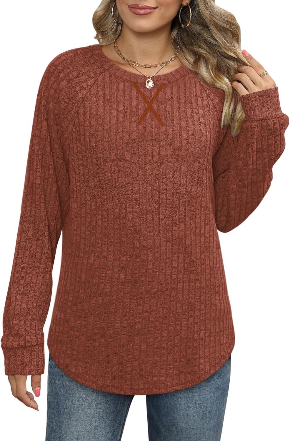 imageXIEERDUO Womens Sweatshirts Crewneck Loose Fitting Tops For Women Long Sleeve Shirts Pullover02kcaramel